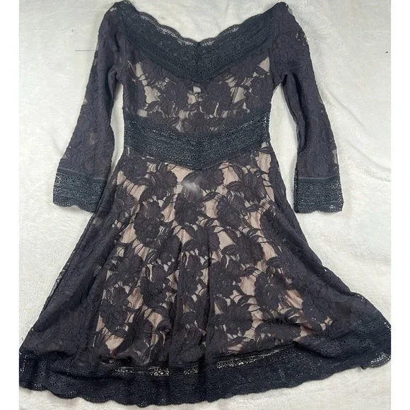 Free People Lacey Affair Lace Cutout Mini Dress in Black Size XS RETAIL $168 - Picture 9 of 15